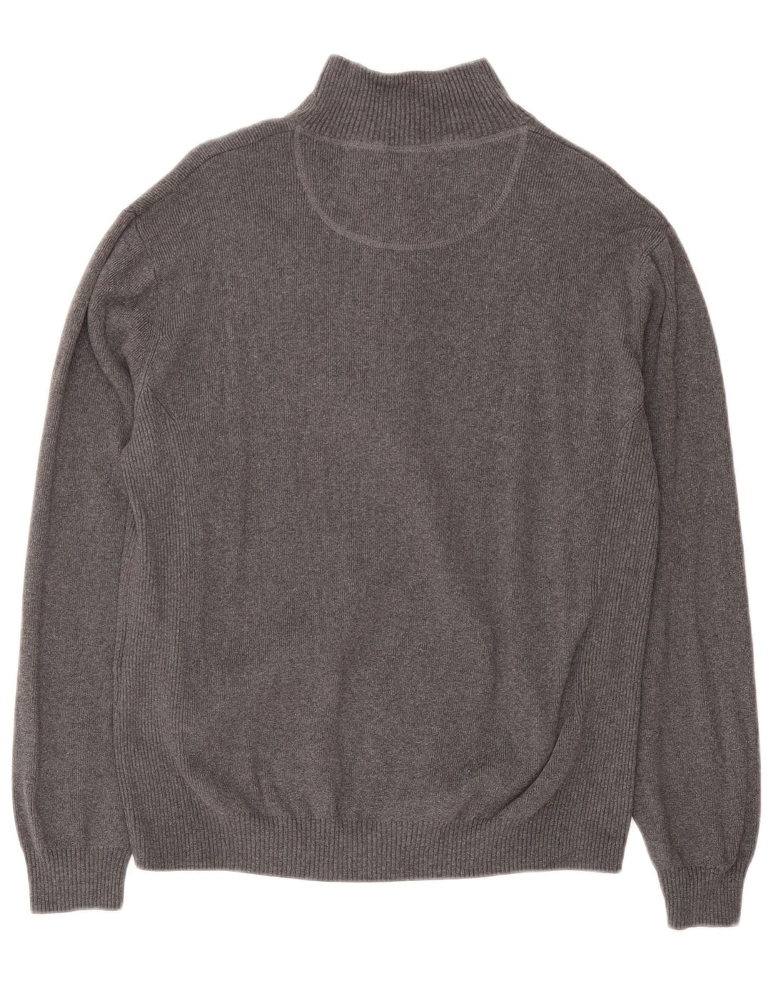 Musto Herren-Pullover mit Reißverschluss am Hals, mittelgraue Baumwolle