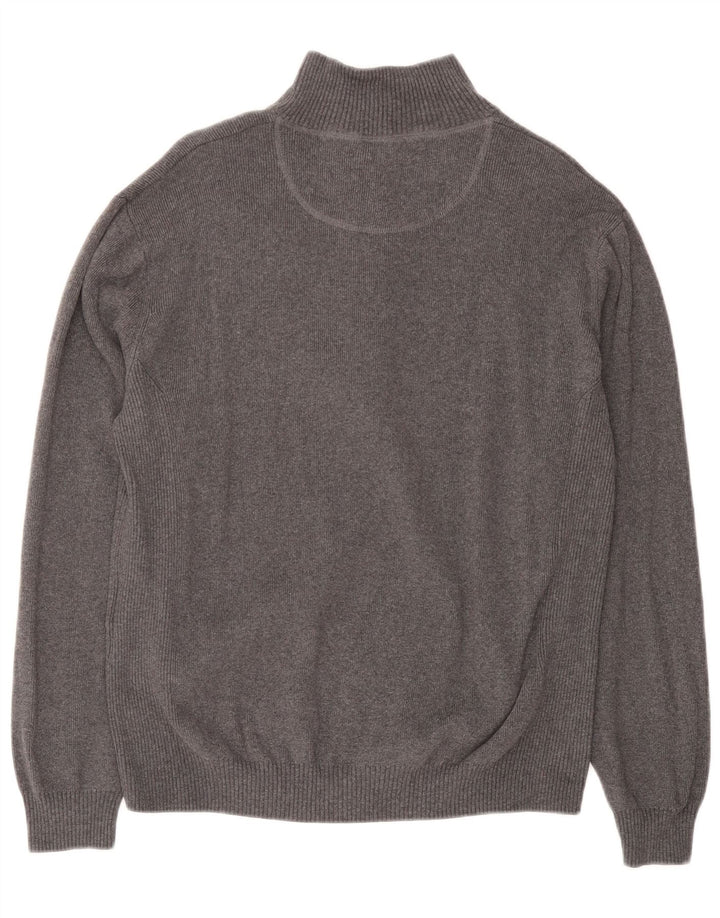 Musto Herren-Pullover mit Reißverschluss am Hals, mittelgraue Baumwolle