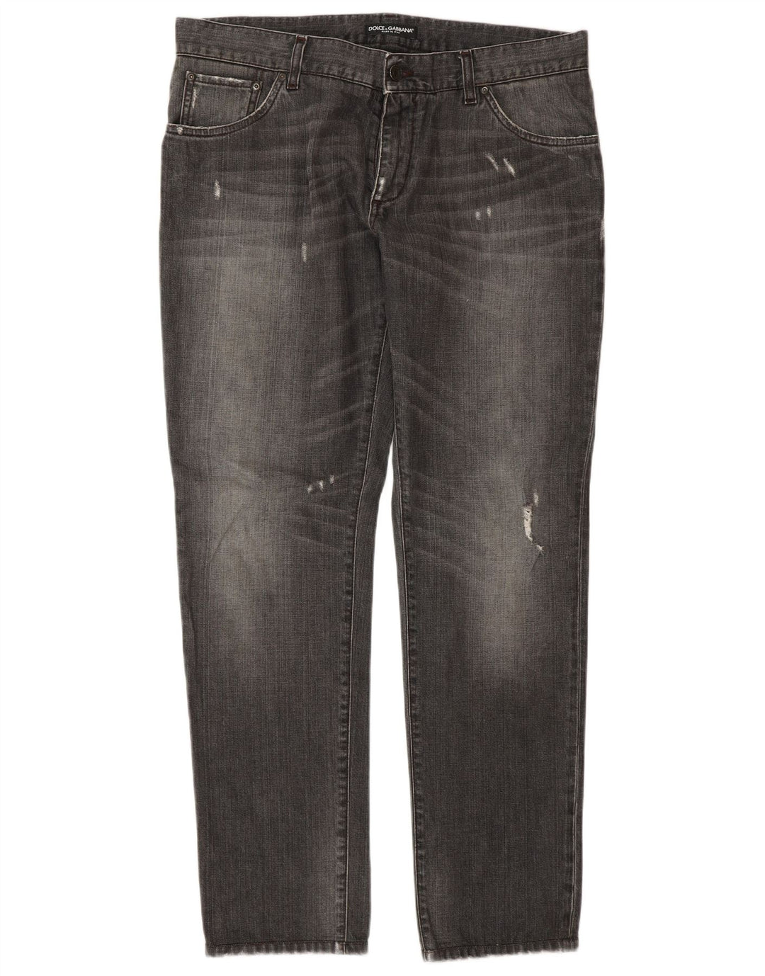 Dolce & Gabbana Damen Distressed Straight Jeans IT 50 XL W36 L32 Grau