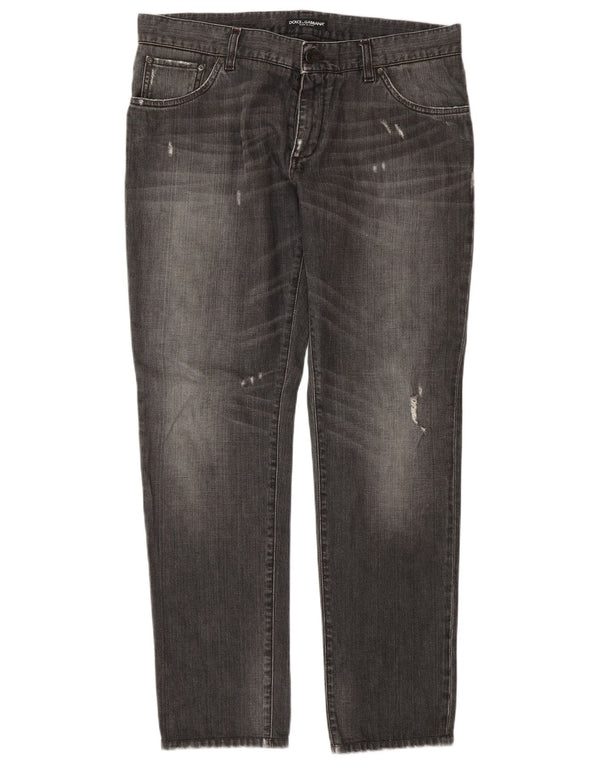 Dolce & Gabbana Damen Distressed Straight Jeans IT 50 XL W36 L32 Grau