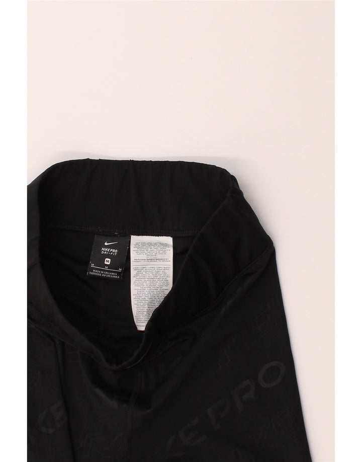 NIKE Womens Dri Fit Graphic Leggings UK 12 Medium Black Polyester Vintage Nike and Second-Hand Nike from Messina Hembry 