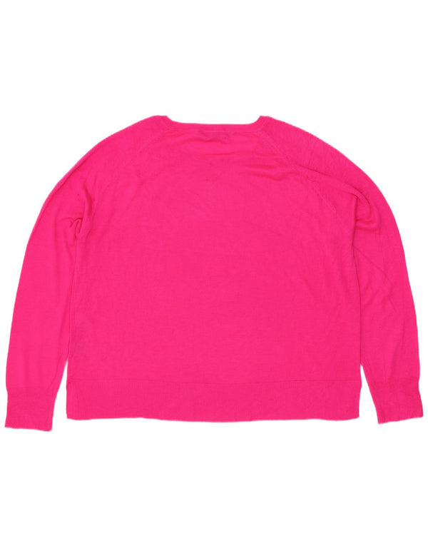 Zara Damen-Pullover mit U-Boot-Ausschnitt, Gr. 14, mittelrosa Viskose