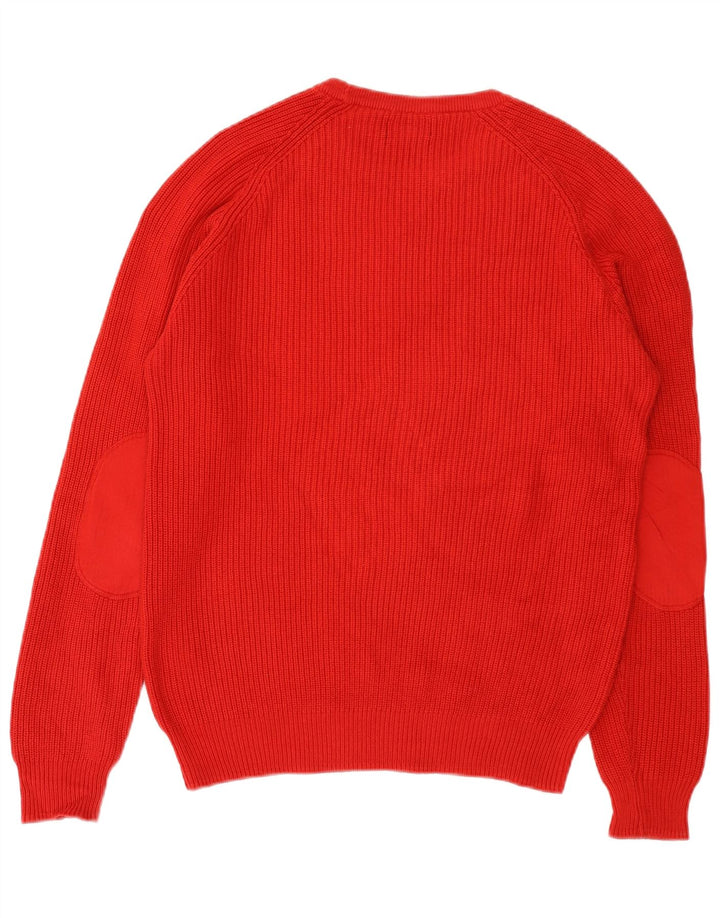 Zara Herren-Pullover mit U-Boot-Ausschnitt, groß, rote Baumwolle