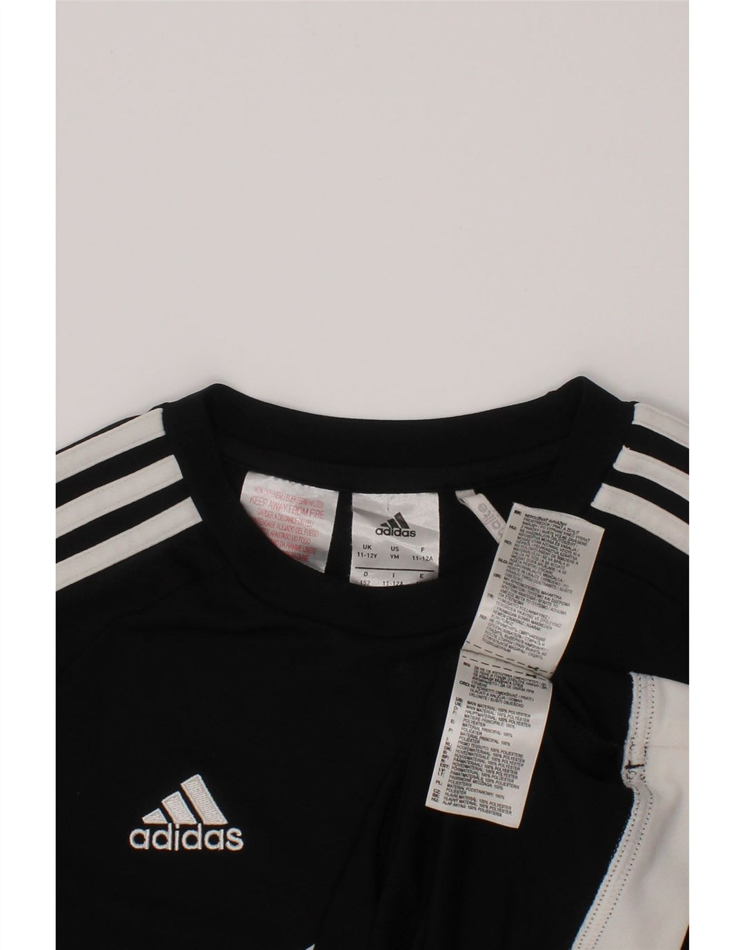 ADIDAS Climalite T-Shirt für Jungen, 11–12 Jahre, schwarzes Colourblock-Polyester