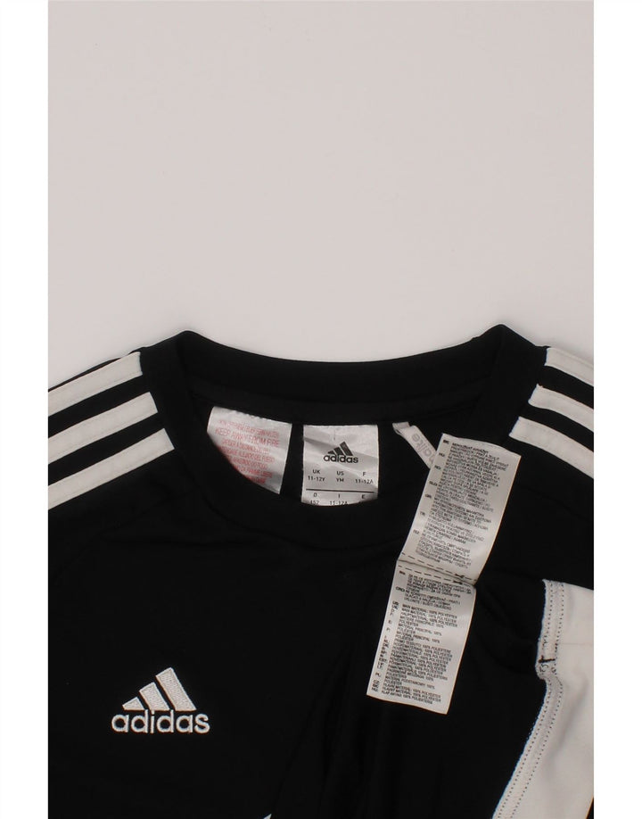 ADIDAS Climalite T-Shirt für Jungen, 11–12 Jahre, schwarzes Colourblock-Polyester