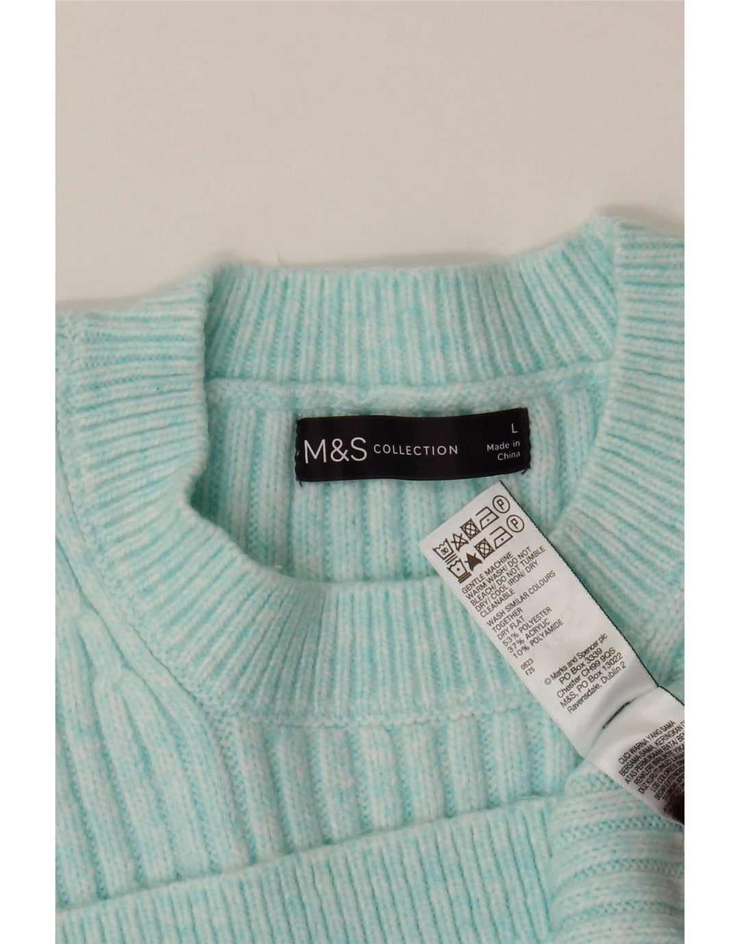 MARKS & SPENCER Damen-Pullover mit Rundhalsausschnitt, Gr. 16, Größe L, Blau, Polyester