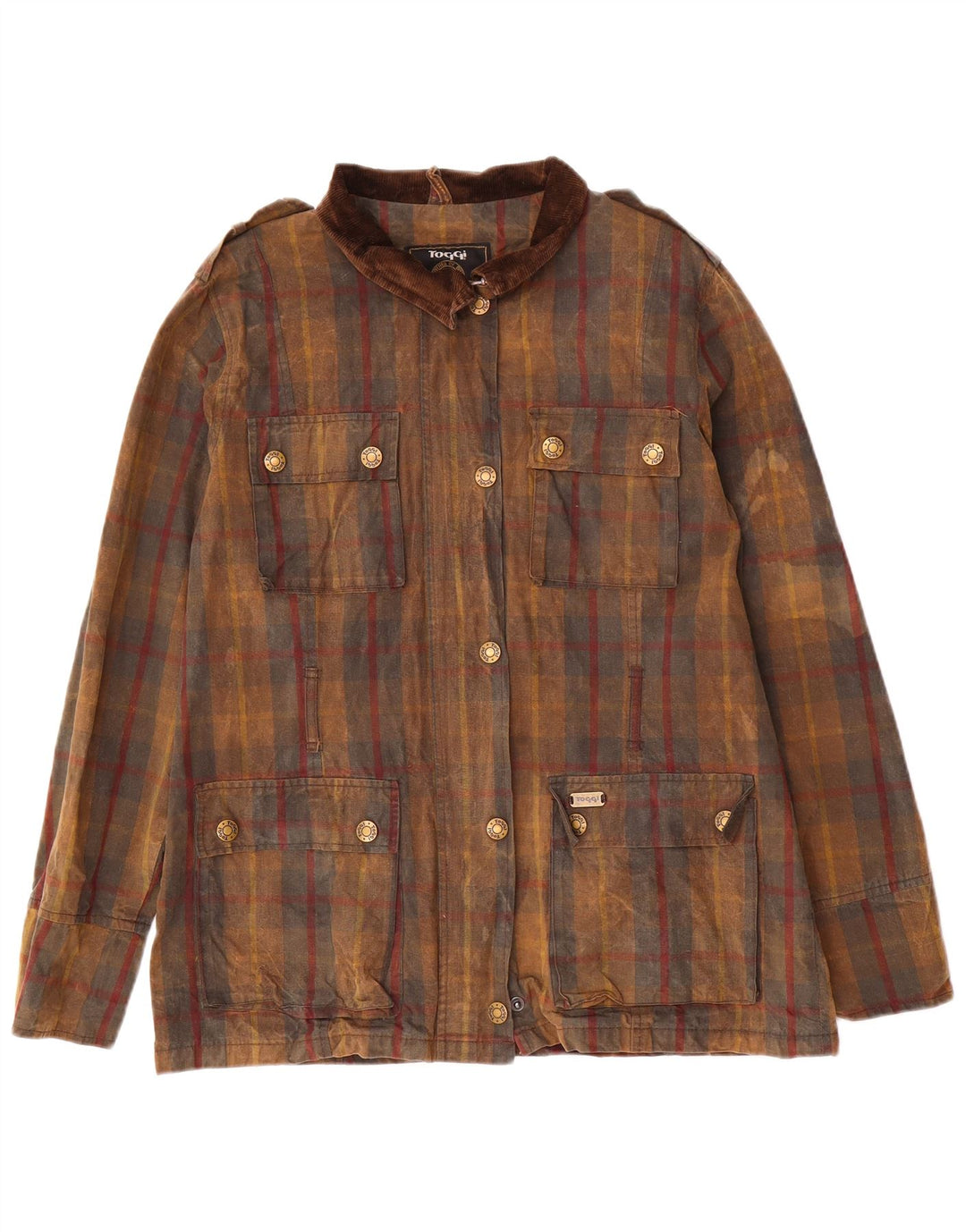 Toggi Damen-Militärjacke, UK 16, groß, braun kariert, Baumwolle