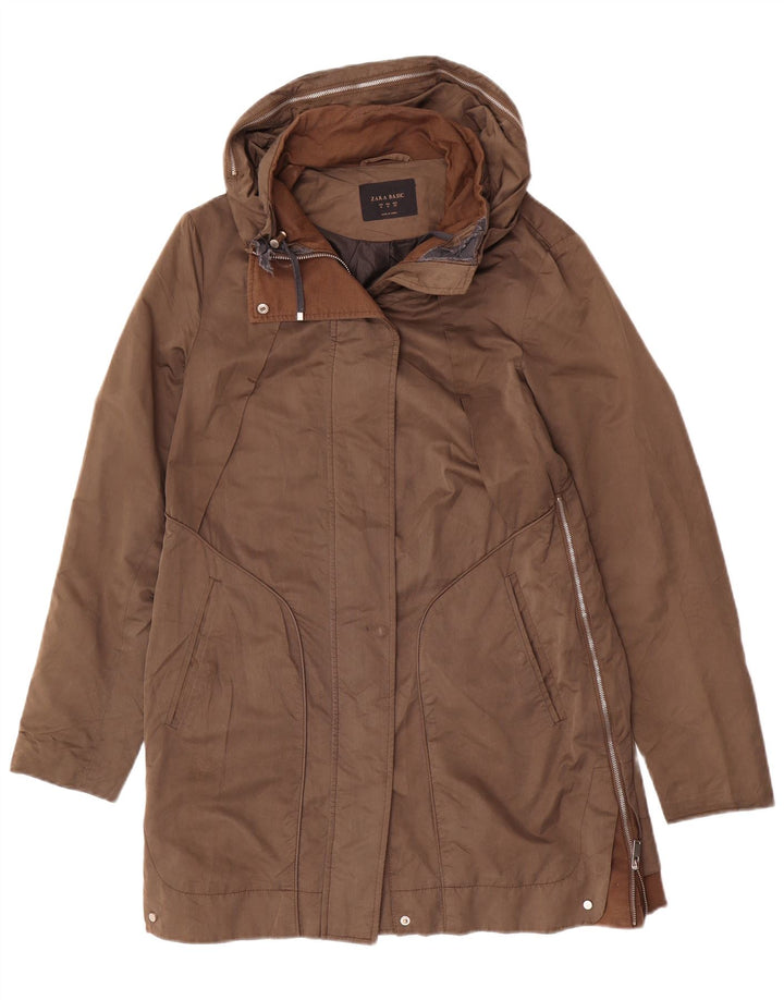 Zara Damen Parka Jacke UK 14 Mittelbraunes Polyamid