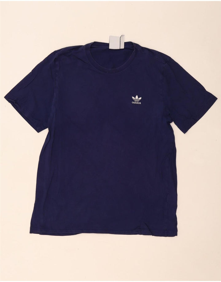 ADIDAS Mens T-Shirt Top Large Navy Blue Cotton