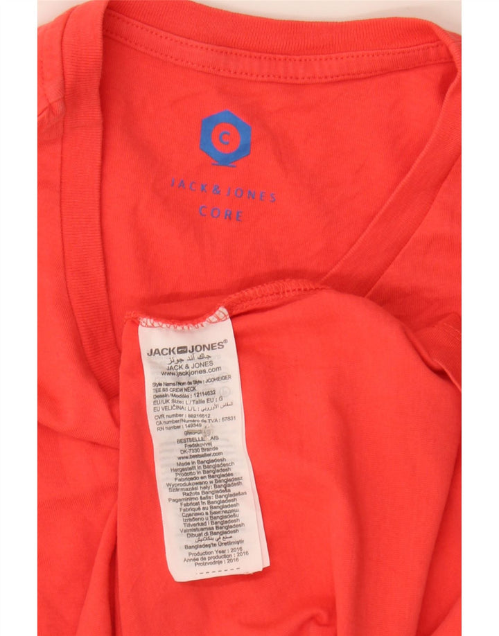 JACK & JONES Mens Graphic T-Shirt Top Large Orange Cotton Vintage Jack & Jones and Second-Hand Jack & Jones from Messina Hembry 