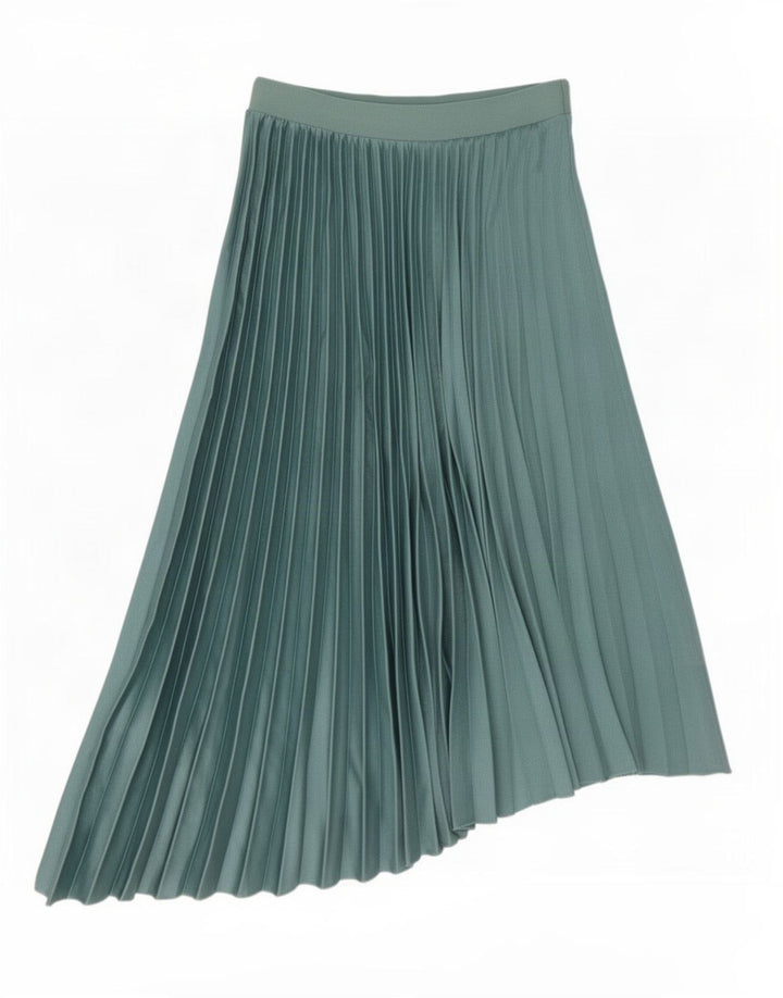 Asymmetrischer Faltenrock von Zara für Damen, mittelgroß, W28, grünes Polyester