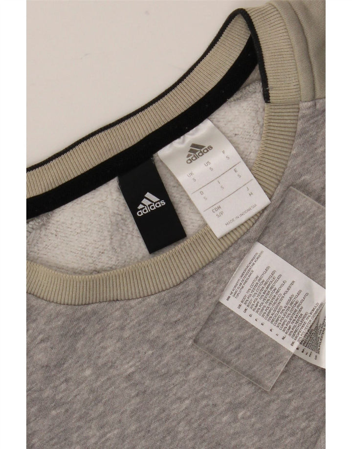 Adidas Herren Sweatshirt Pullover Small Grau Colourblock Baumwolle