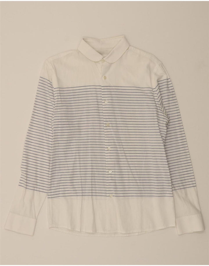 CALVIN KLEIN JEANS Mens Shirt Small White Pinstripe Cotton Vintage Calvin Klein Jeans and Second-Hand Calvin Klein Jeans from Messina Hembry 