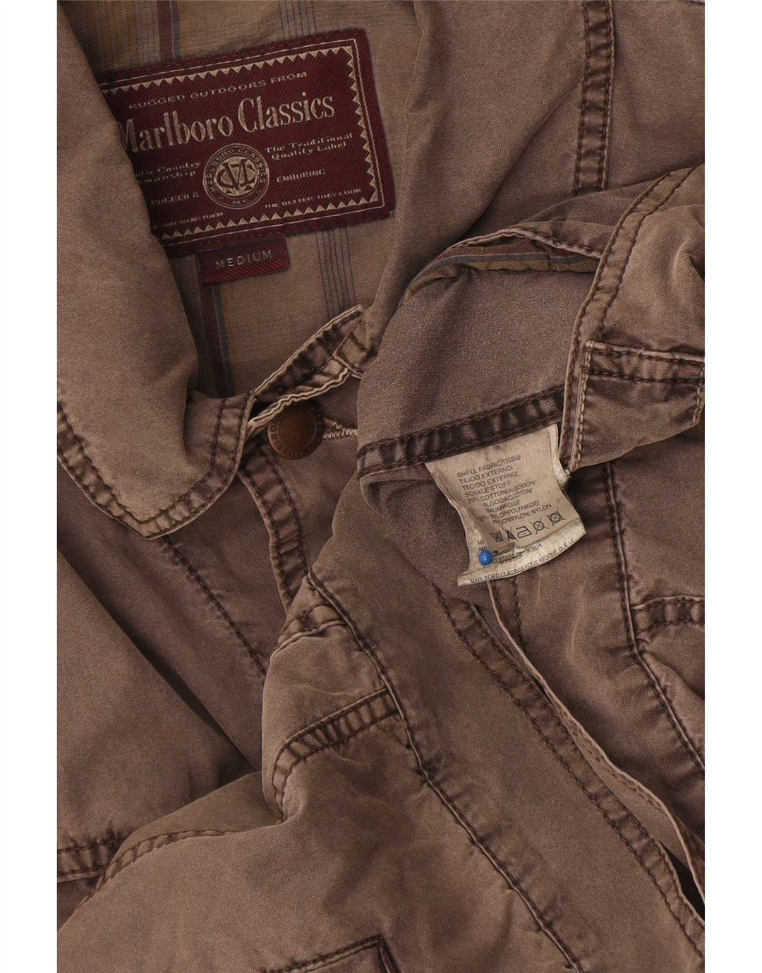 Marlboro Classics Herren Bomberjacke UK 38 Mittelbraune Baumwolle