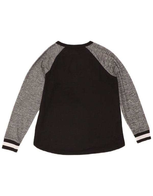 Dkny Womens Graphic Top Langarm UK 10 Small Schwarz Colourblock Polyester