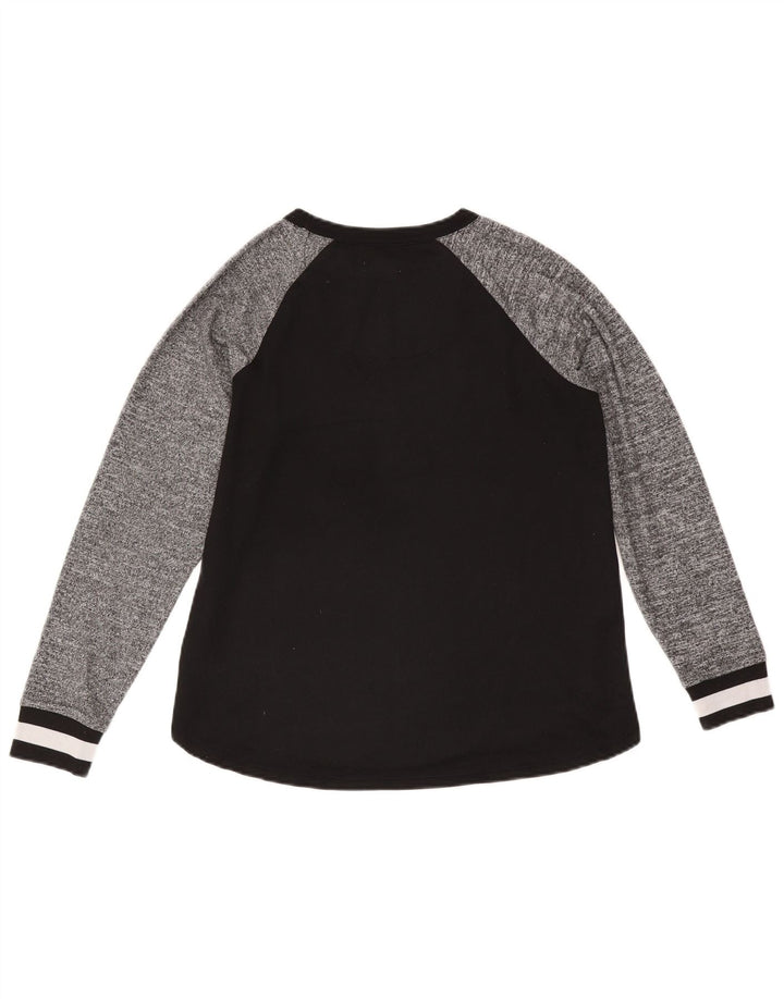 Dkny Womens Graphic Top Langarm UK 10 Small Schwarz Colourblock Polyester