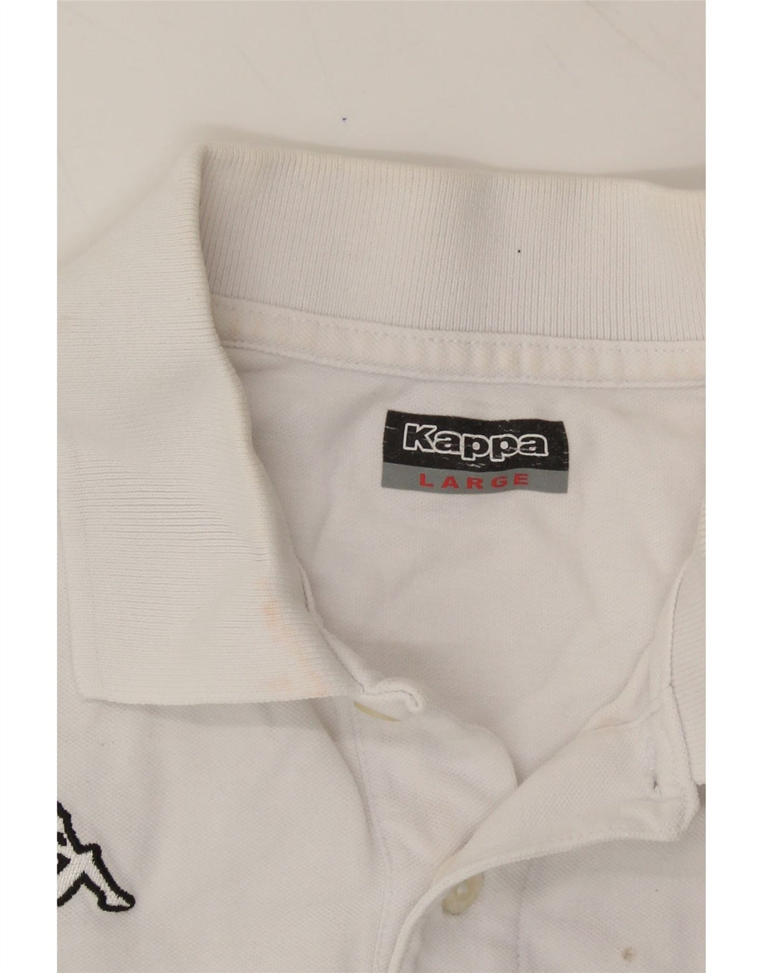 KAPPA Mens Polo Shirt Large White Cotton Vintage Kappa and Second-Hand Kappa from Messina Hembry 