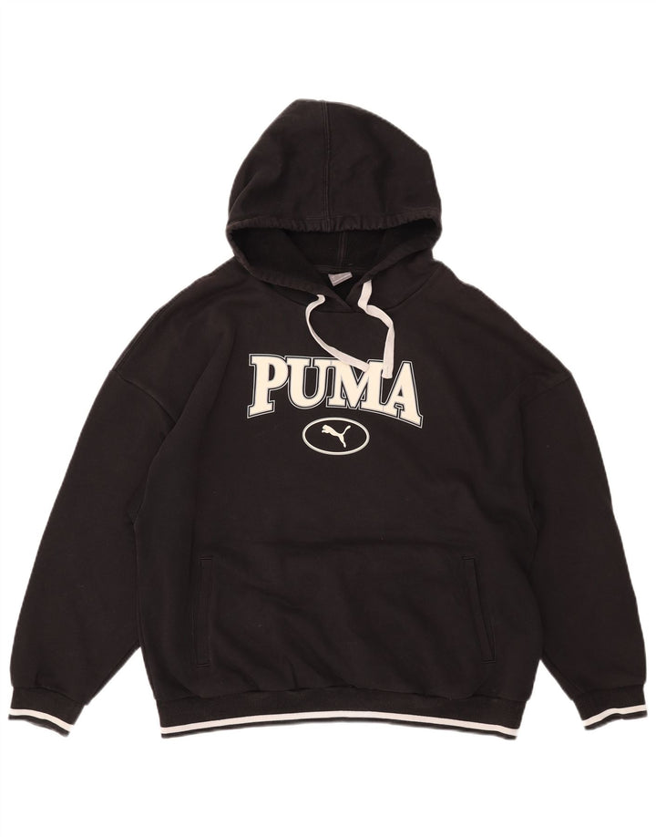 PUMA Damen Graphic Hoodie Pullover UK 16 Large Schwarz Baumwolle