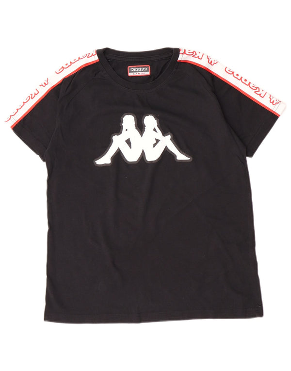 Kappa Womens Graphic T-Shirt Top UK 14 Large Schwarz Colourblock Baumwolle