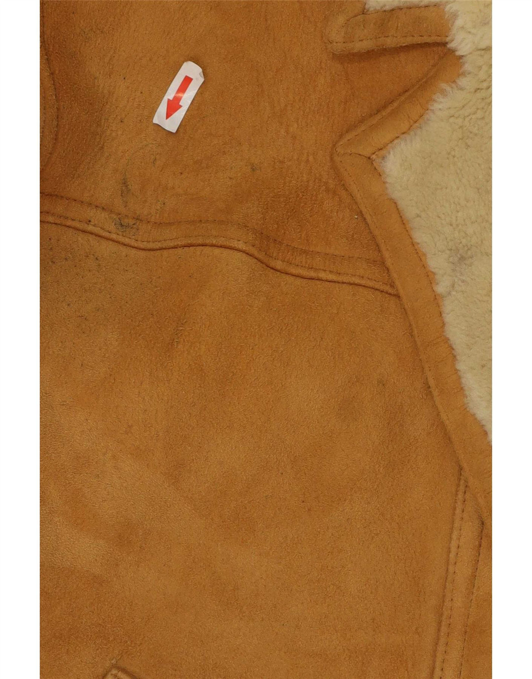 Vintage Herren Shearling Jacke IT 54 2XL Braunes Leder