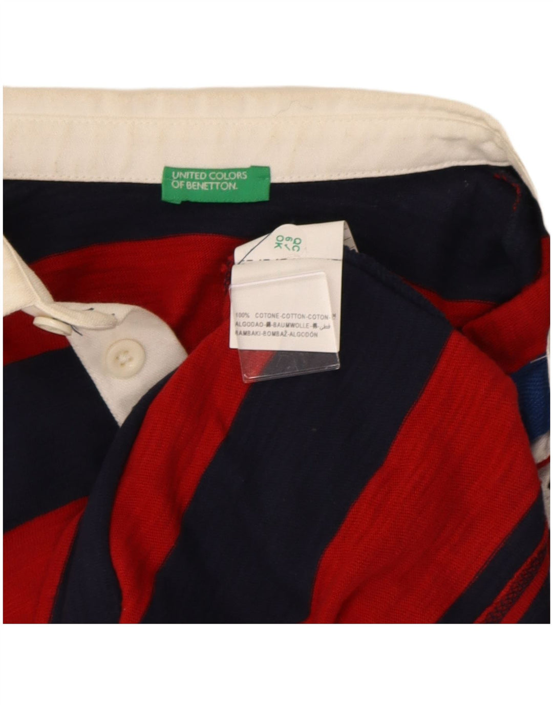 Benetton Langarm-Poloshirt für Jungen, normal, 7–8 Jahre, mittelrot gestreift