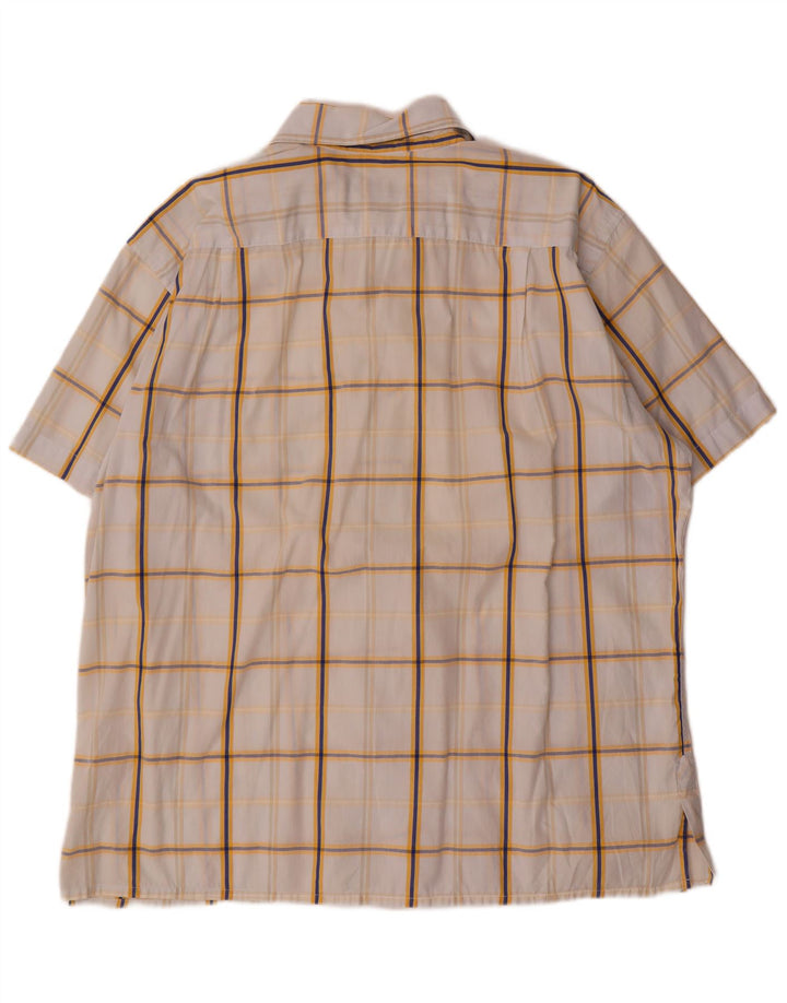 Lacoste Herren-Kurzarmhemd, Größe 46 2XL, weiß karierte Baumwolle