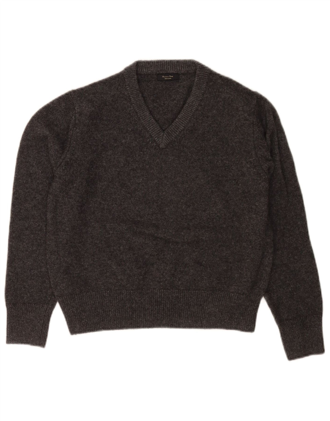 Massimo Dutti Damen-Pullover mit normaler Passform und V-Ausschnitt, Gr. 10, Größe S, Grau