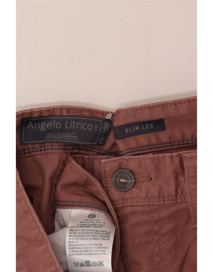 Angelo Litrico Herren Slim Jeans W33 L32 Rosa Baumwolle