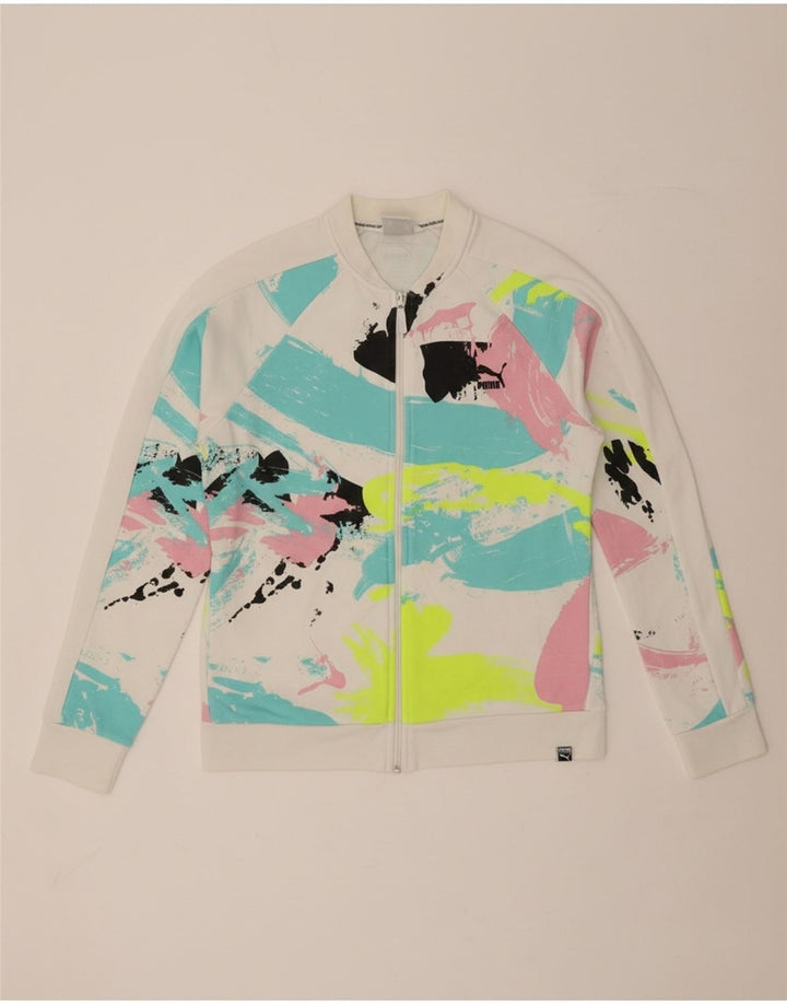 PUMA Womens Tracksuit Top Jacket UK 14 Large Multicoloured Tie Dye Cotton