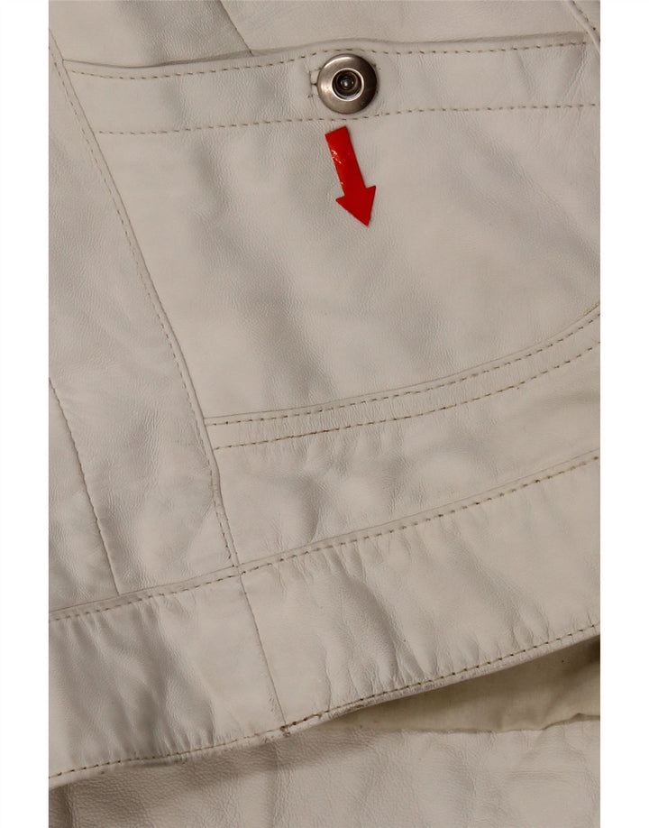 Conbipel Damen Leder Bikerjacke IT 42 Mittelweißes Leder