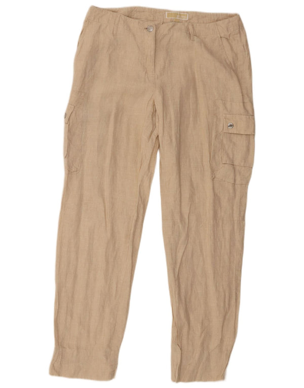 Michael Kors Damen gerade Cargohose US 10 Large W32 L29 Beige Leinen
