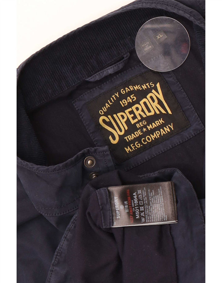 Superdry Herren Bomberjacke UK 42 XL Marineblau Baumwolle