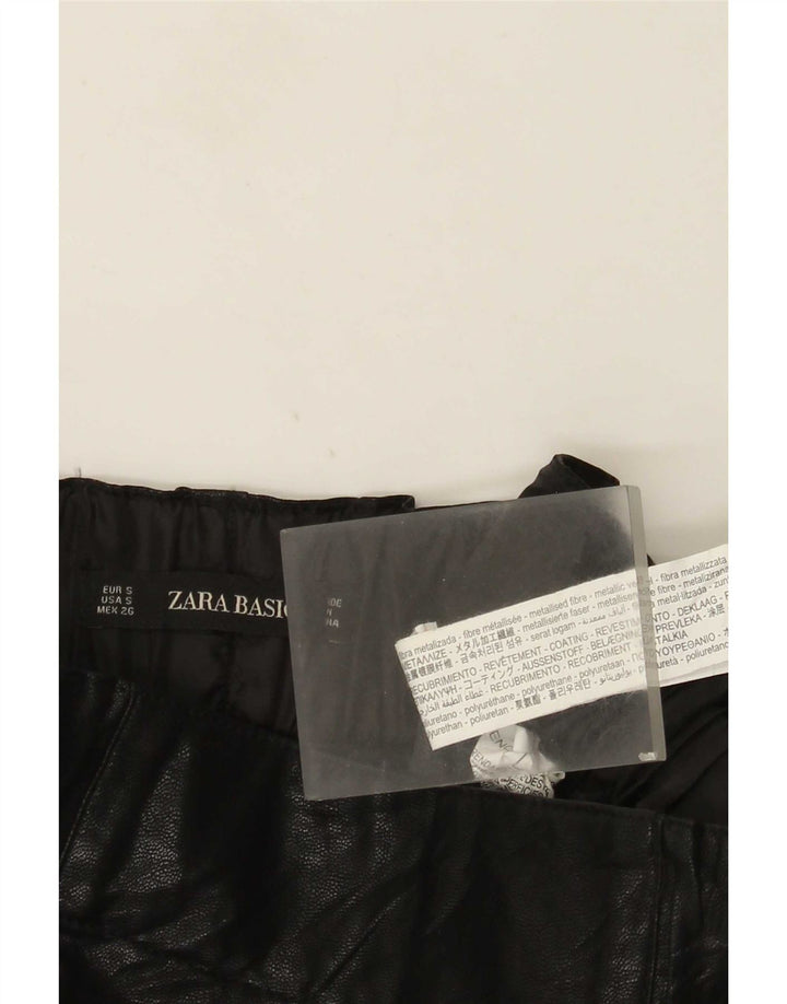 Zara Damen-Minirock aus Kunstleder, Größe S, W26, Schwarz, Polyurethan