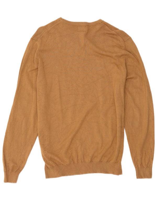 Zara Herren-Pullover mit U-Boot-Ausschnitt, mittelbeige Viskose