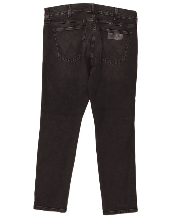 WRANGLER Herren Larston Slim Jeans W38 L32 Schwarze Baumwolle