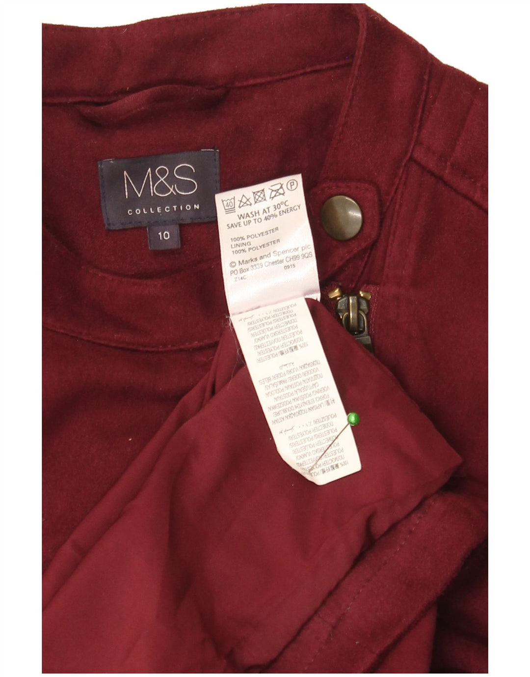 Marks & Spencer Damen Bikerjacke UK 10 Small Burgund Polyester Biker