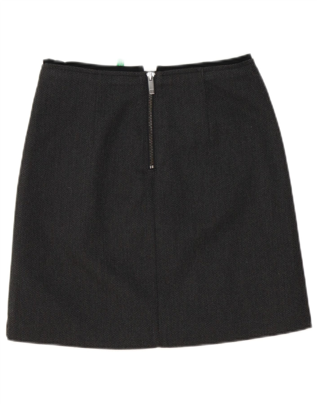 Benetton Damen Minirock UK 6 XS W27 Graues Fischgrätenmuster aus Polyester