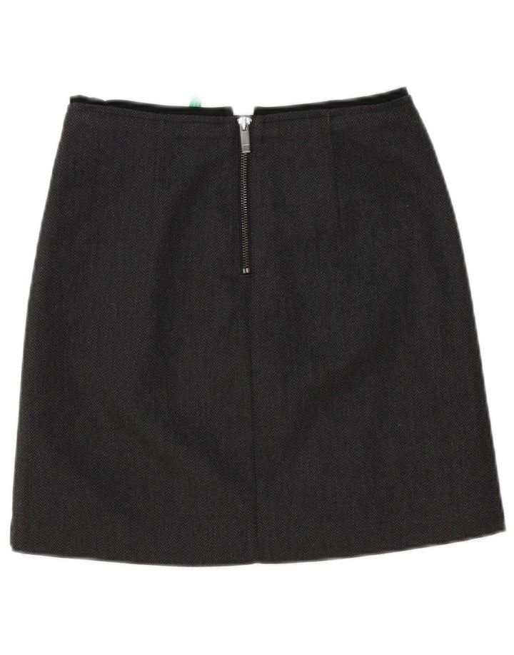 Benetton Damen Minirock UK 6 XS W27 Graues Fischgrätenmuster aus Polyester