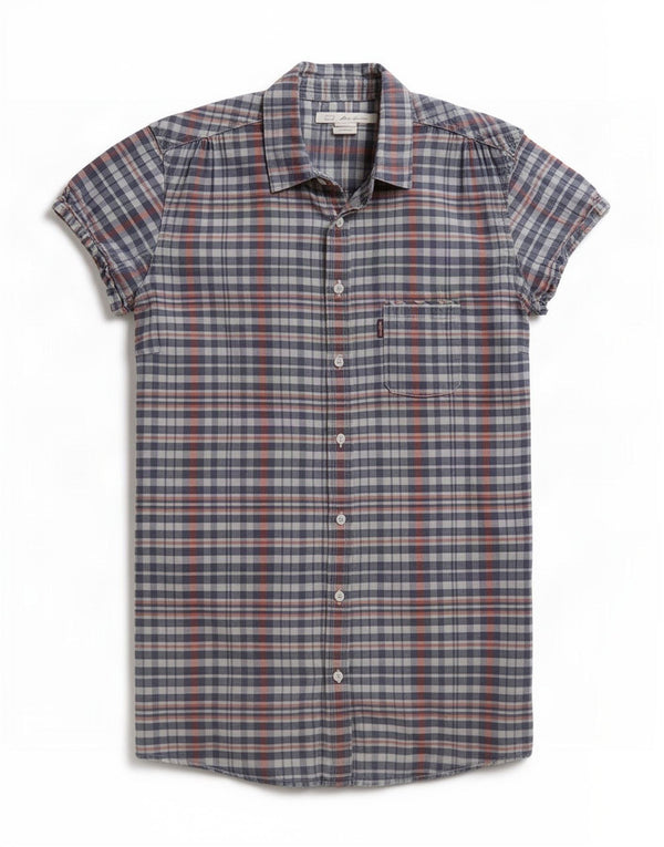 Levi's Damen-Hemdbluse mit kurzen Ärmeln, Gr. 10, Größe S, marineblau, kariert, Baumwolle