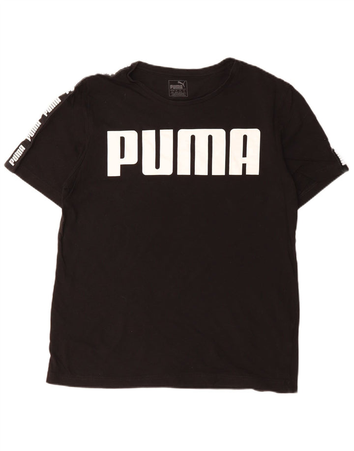 PUMA Herren Grafik T-Shirt Top UK 14 Medium Schwarz