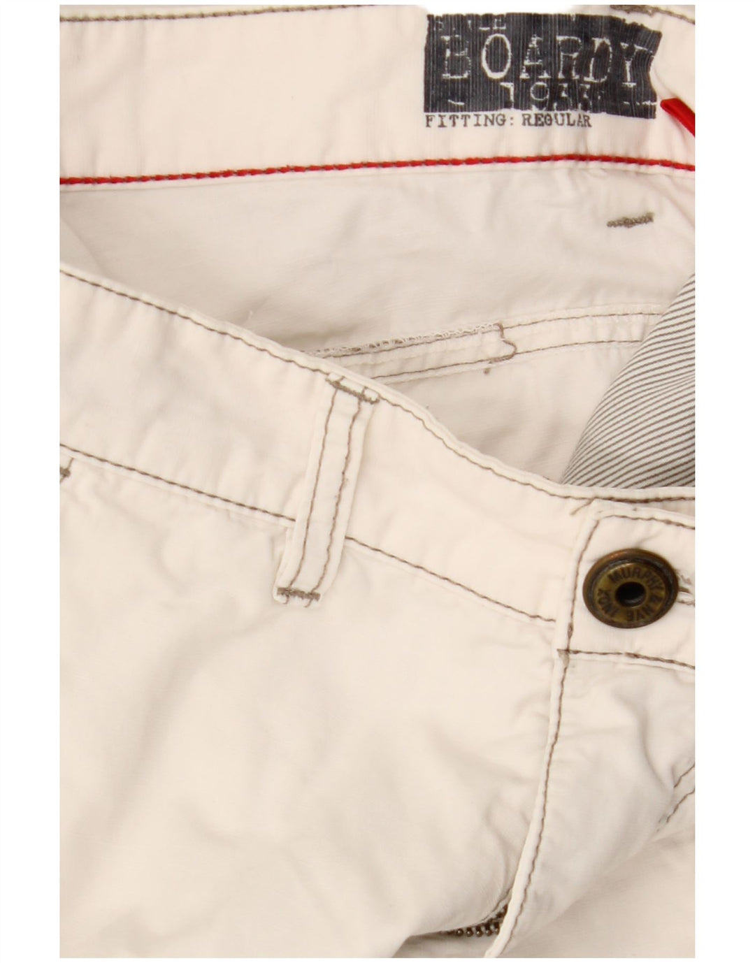 VINTAGE Herren-Hose mit gerader Passform und normaler Passform, W34, L32, gebrochenes Weiß