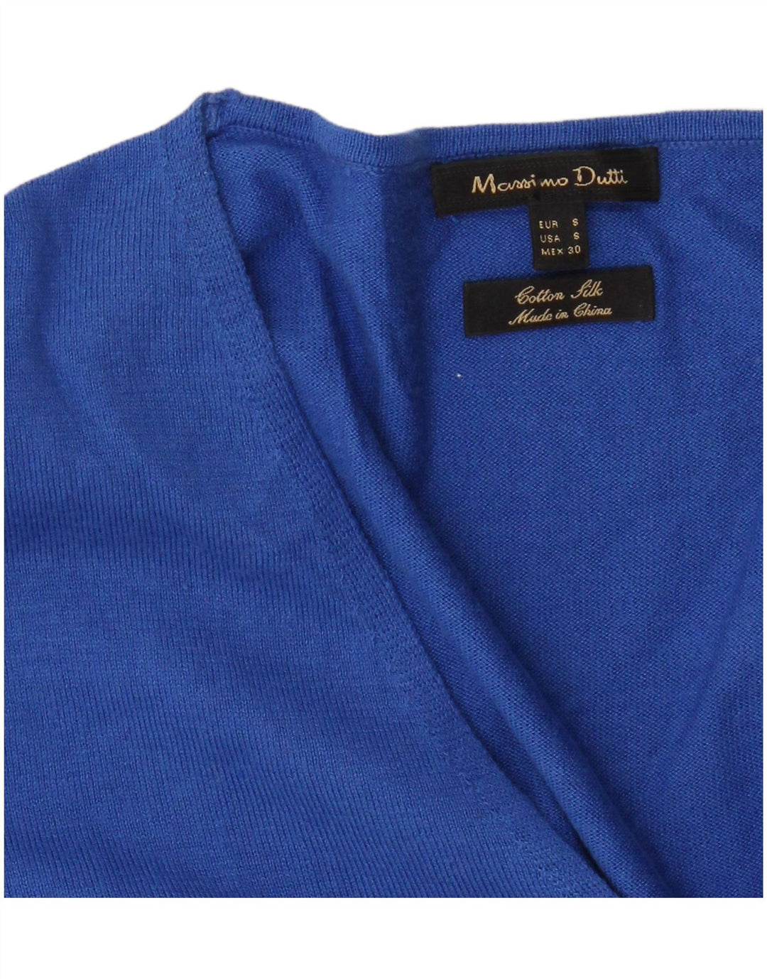 Massimo Dutti Damen-Pullover mit V-Ausschnitt, Gr. 10, klein, Blau