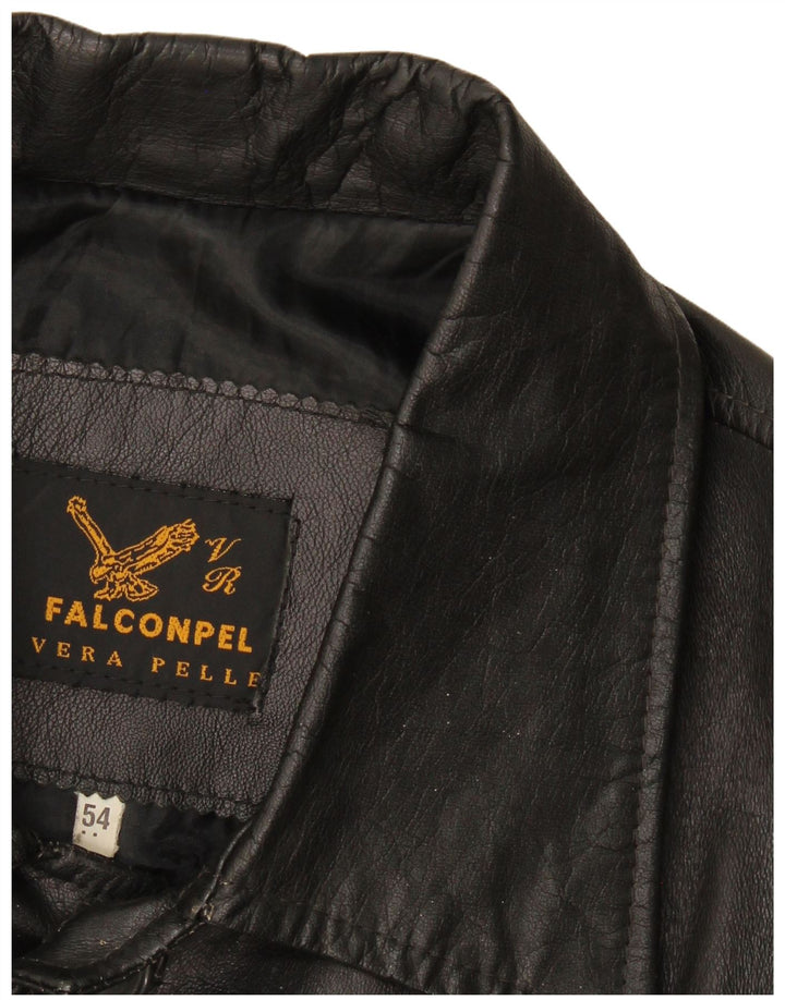 Falconpel Herren Lederjacke IT 54 2XL Schwarzes Leder