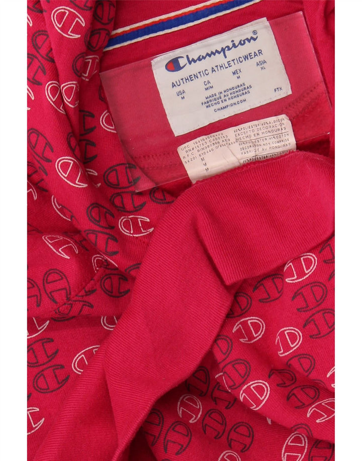 CHAMPION Womens Graphic Hoodie Jumper UK 14 Medium Pink Polyester Vintage Champion and Second-Hand Champion from Messina Hembry 