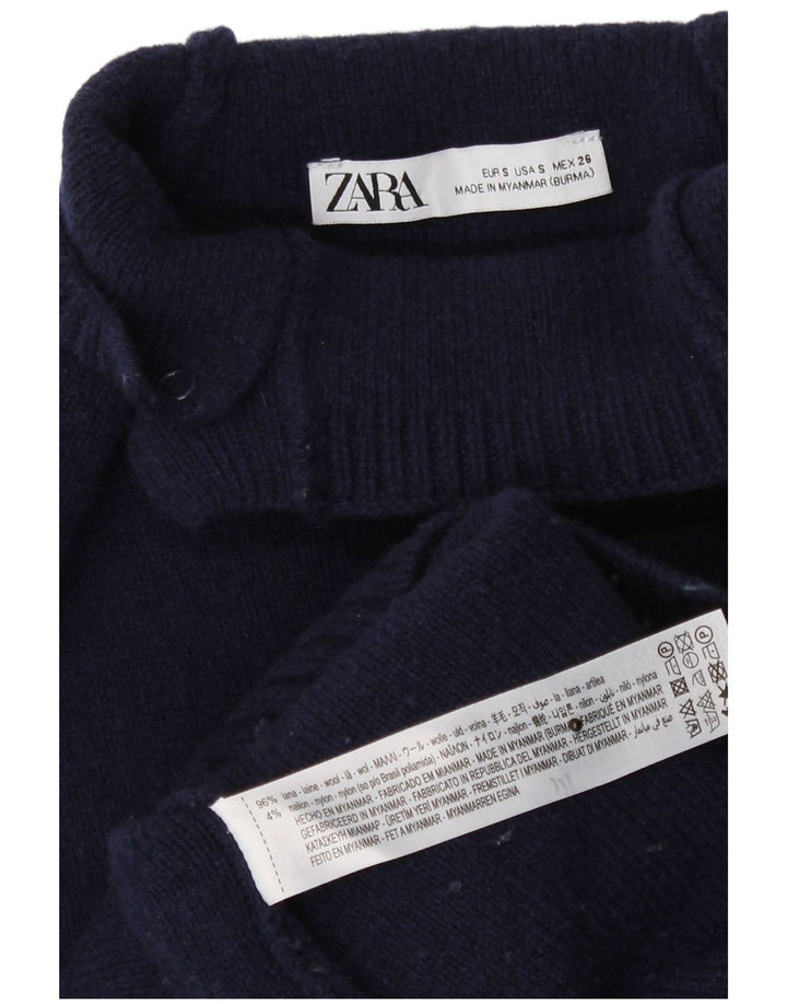 Übergroßer Pullover mit Rollkragen für Damen von Zara, Gr. 10, Größe S, marineblaue Wolle