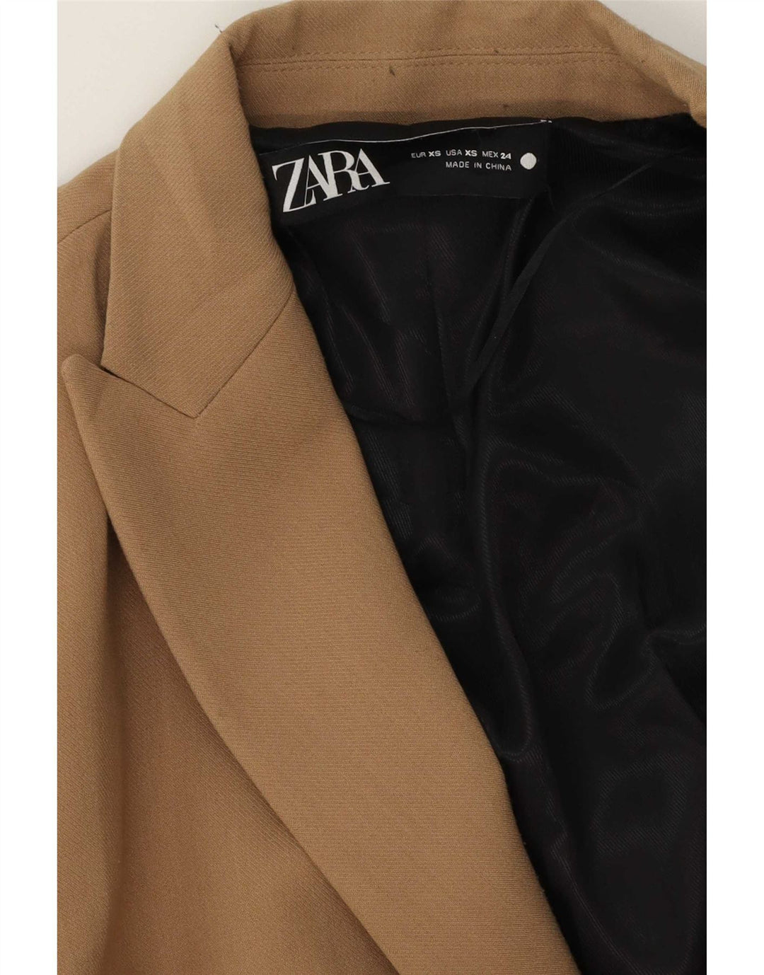 Zara Damen übergroße zweireihige Blazerjacke UK 6 XS Beige