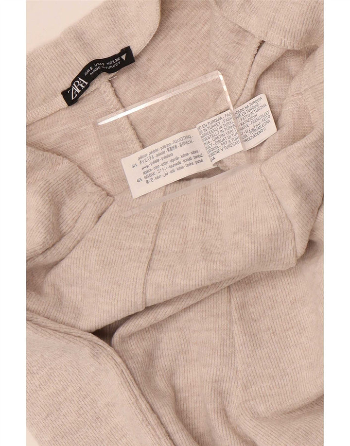 Zara Damen-Strickhose mit weitem Bein, Größe S, W28, L30, Grau, Polyester