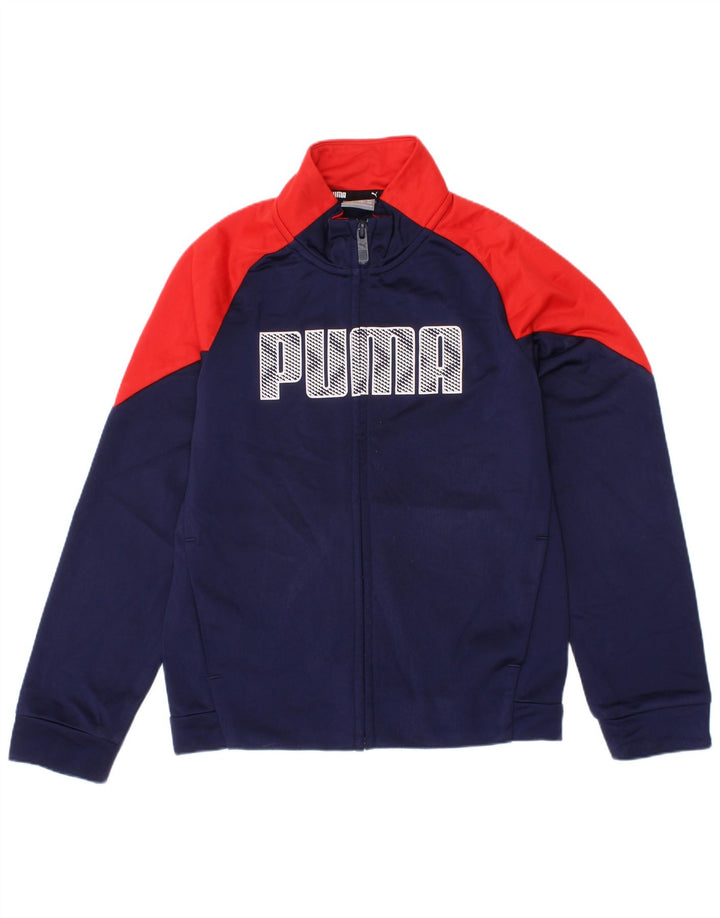 Puma Jungen Grafik-Trainingsanzug-Top-Jacke, 7–8 Jahre, Marineblau, Farbblock