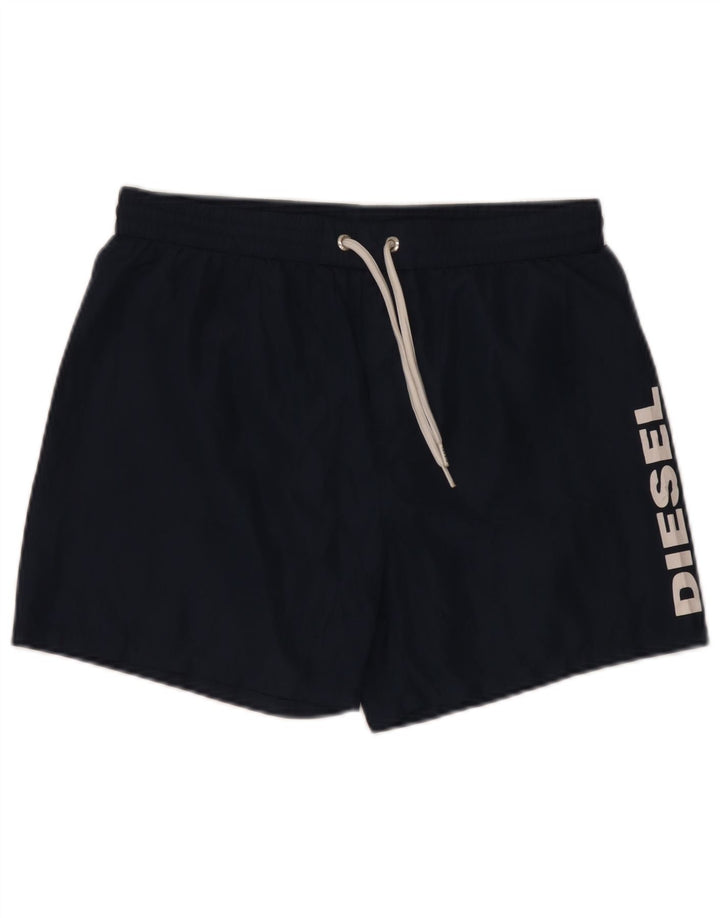 Diesel Herren-Badeshorts mit Grafik, mittelgroß, Marineblau, Polyester