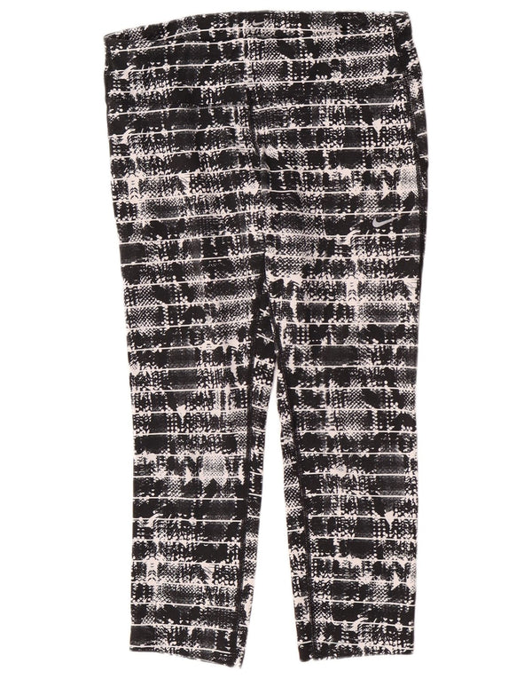 Nike Damen Capri-Leggings UK 12 Mittelschwarzes geometrisches Polyester